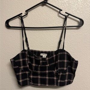 American Eagle Outfitters Black and Pink Checkered Top